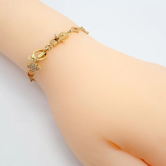 1990s Loree Rodkin Yellow Gold Diamond Cross Bracelet For Sale - Image 9 of 12