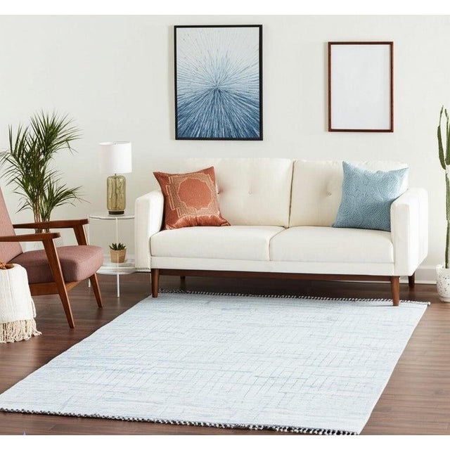 2020s 10x13 Ivory Hand-Knotted Wool Subtle Gridwork Geometric Modern Carpet Rug For Sale - Image 5 of 6