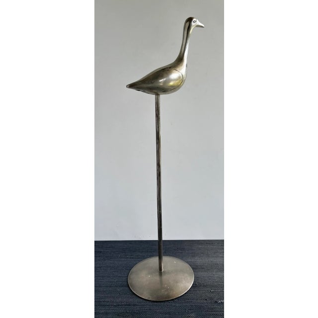 Mid-Century Chrome Crane Figurine Statue or Hat Stand 18" High For Sale In New York - Image 6 of 13