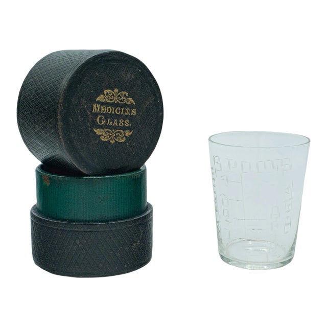 1880s Antique Victorian English Glass Apothecary Medicine Cup For Sale
