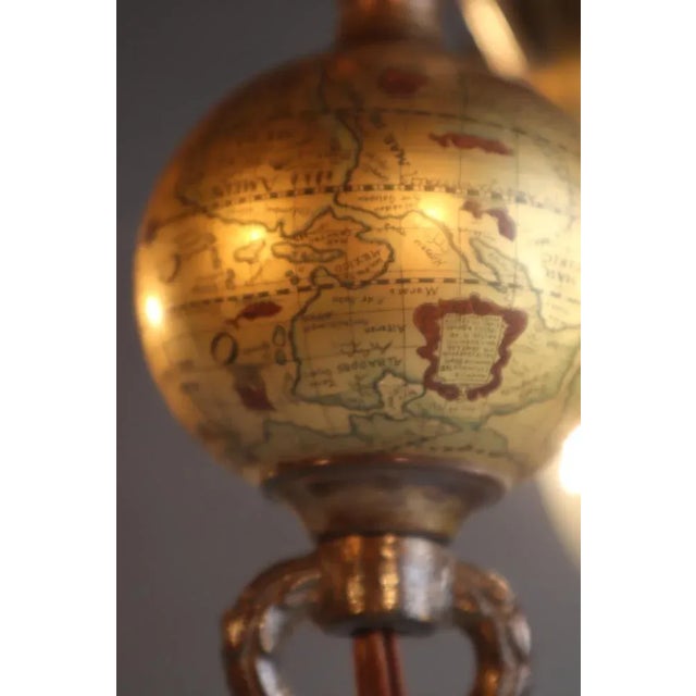 1960s Hollywood Regency Golden Chandelier in the form of Globe, 1960s For Sale - Image 5 of 13
