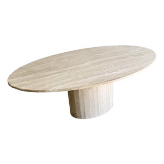 Vintage Italian Travertine Oval Dining Table For Sale