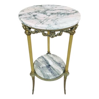 French Gilt Bronze and Marble Gueridon Table, circa 1940 For Sale