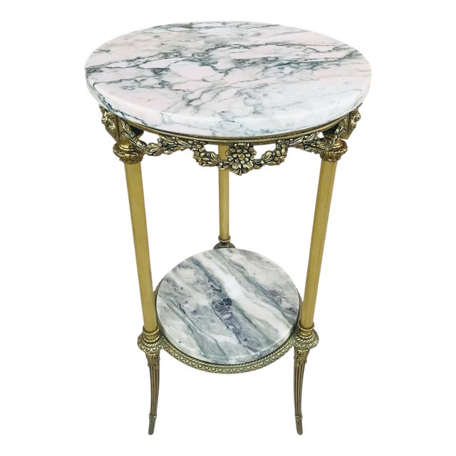 French Gilt Bronze and Marble Gueridon Table, circa 1940 For Sale