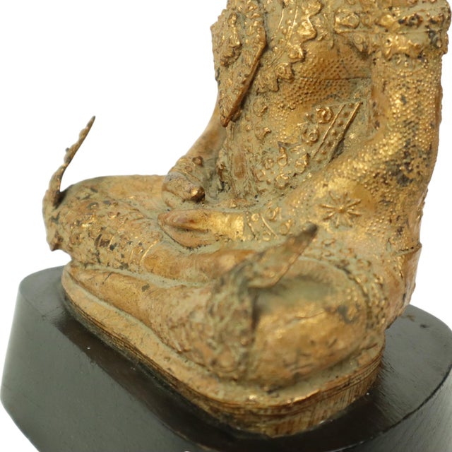 Gilded Bronze Buddha on Wooden Base, Thailand For Sale - Image 10 of 14