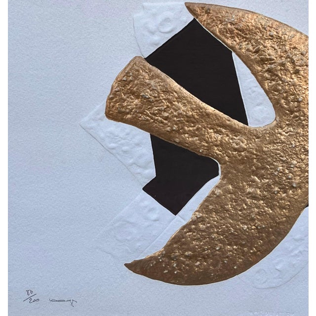 Modern After Georges Braque, Rare 18 Karat Gold Leaf Embossed Etching After Georges Braque l'Oiseau d'Or For Sale - Image 3 of 8