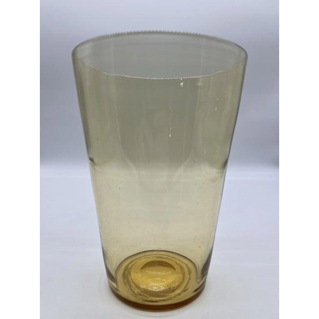 American Antique Blown Flint Glass Canary Yellow Large Vase, England, Circa 1860’s For Sale - Image 3 of 10