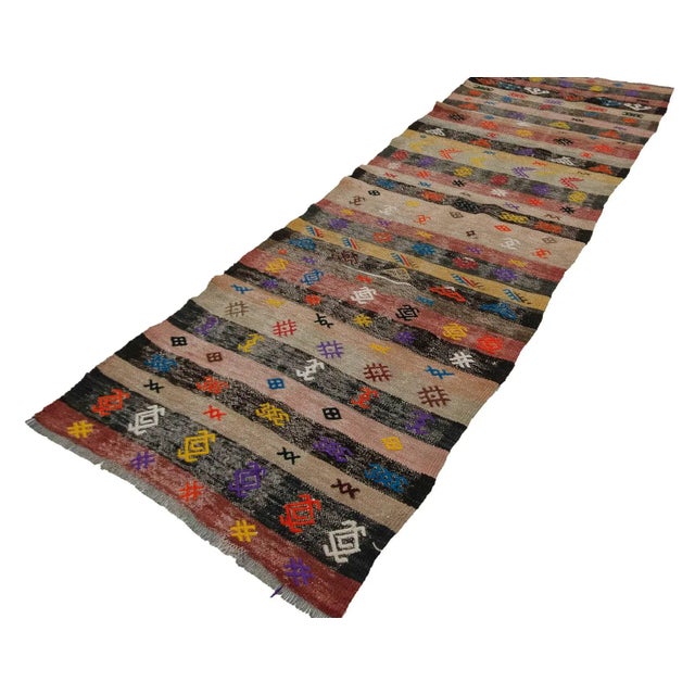 Boho Chic Vintage Turkish Kilim Runner- 3′3″ × 8′8″ For Sale - Image 3 of 7
