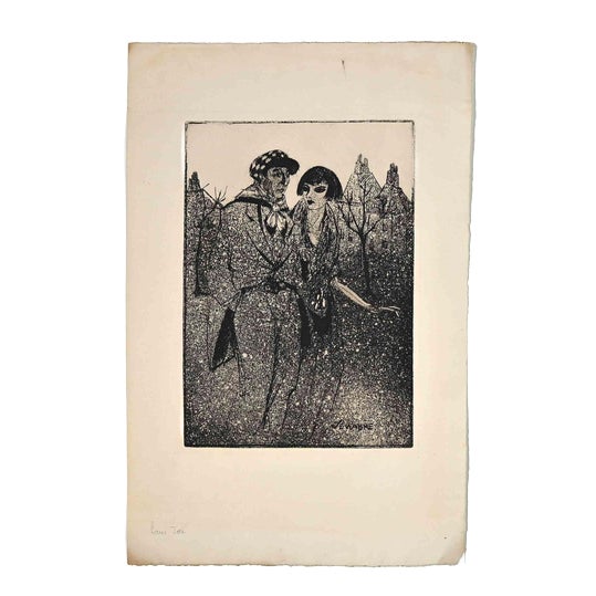 Raimond Jou, Couple, Early 20th Century, Etching For Sale