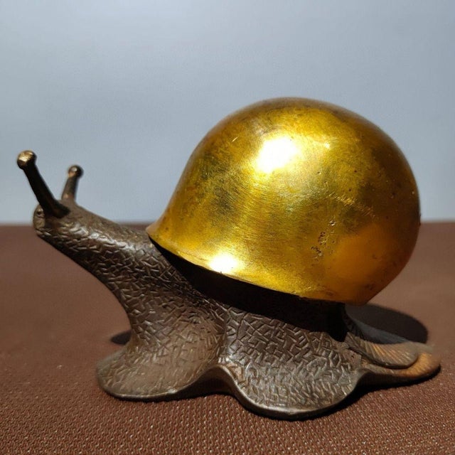Asian Vintage Gilt Bronze Snail Sculpture / Paperweight For Sale - Image 3 of 9