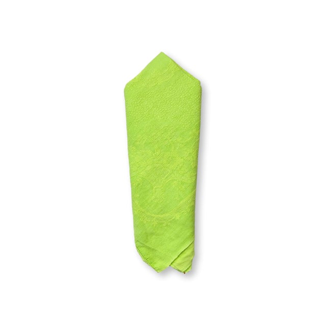 Vintage French Lime Green Napkins, Set of 10 For Sale - Image 4 of 5