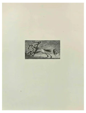 Wladyslaw Jahl, Don Quixote Galloping, Etching, 1951