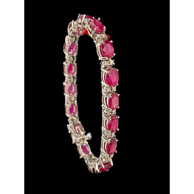 19 Carat Ruby & 1 Carat Diamond Affordable Tennis Bracelet 14 Karat White Gold For Sale - Image 17 of 18