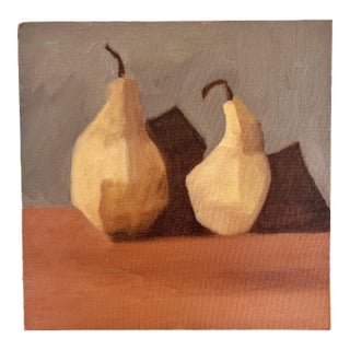 Abstract Pears Still Life Oil Painting on Artist 12" X 12" Board Unsigned For Sale