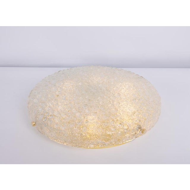 Large Vintage Flush Mount in Ice Glass from Hillebrand, Germany, 1970s For Sale - Image 9 of 16