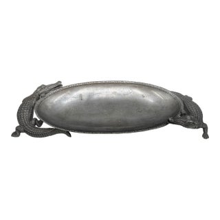 Arthur Court Cast Aluminum Alligator Oval Serving Tray Centerpiece, 2005 For Sale