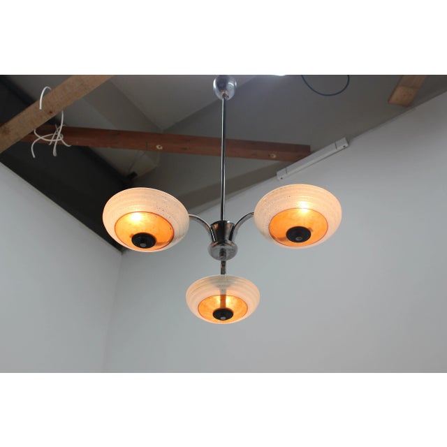 Art Deco Chrome Chandelier from Napako, 1930s For Sale - Image 3 of 7