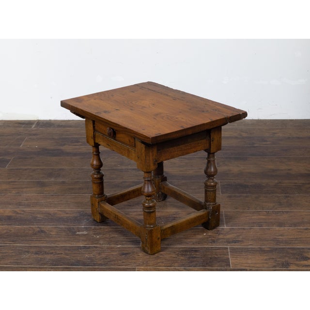 English 19th Century Walnut Side Table with Drawer and Turned Baluster Legs For Sale - Image 11 of 12