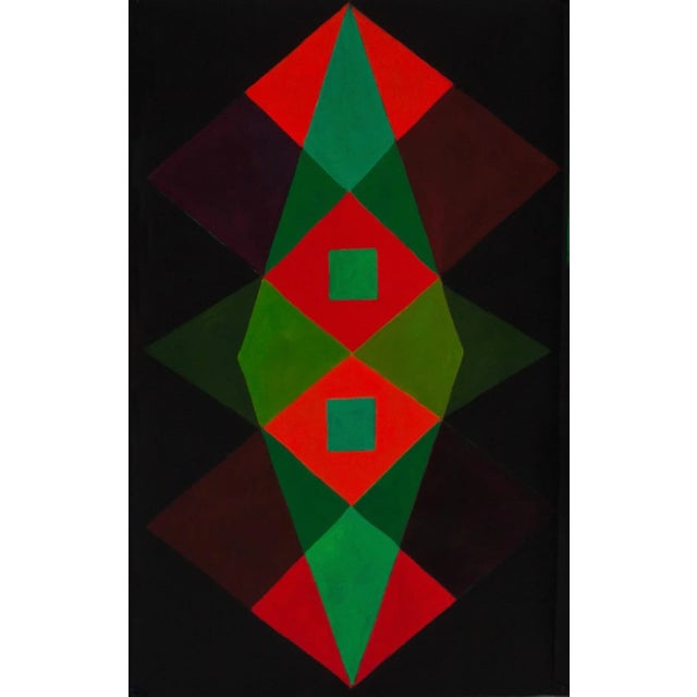 2020s "Shields on Black #1” Abstract Oil Painting, by Mary Alice Copp, 5 Panels For Sale - Image 5 of 6