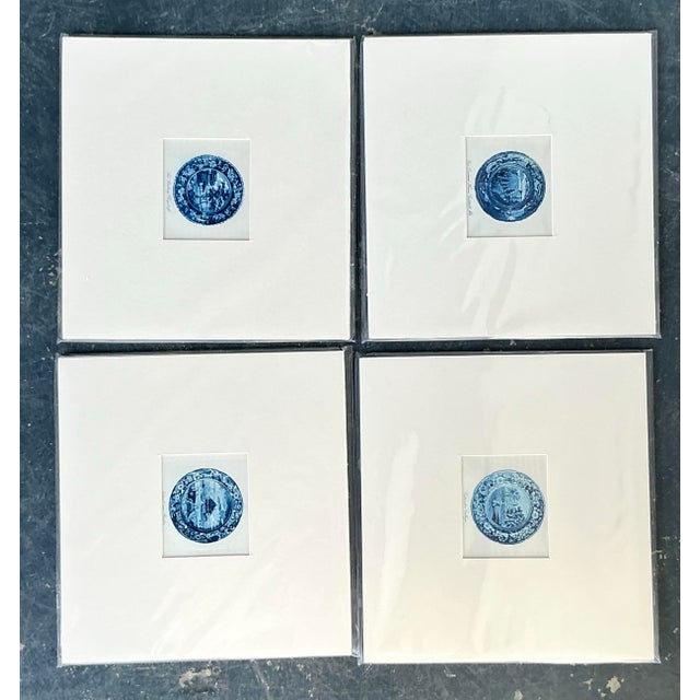 Vintage Boho 19th Century Transfers China Prints - Set of 4 For Sale - Image 9 of 12