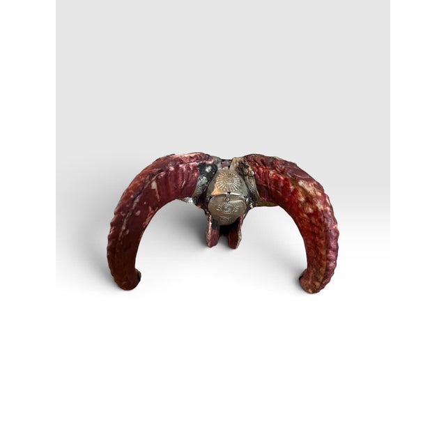 Vintage Tibetan Kapala-Style Decorated Ram Skull With Repoussé Metal & Skull Motifs For Sale - Image 11 of 11