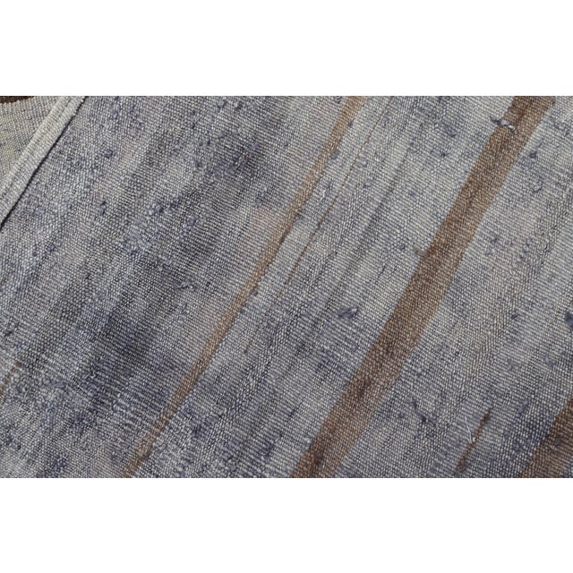 Vintage Turkish Kilim Rug With Soft Grey and Rich Brown Stripes 3'2 X 5'4 For Sale - Image 10 of 10