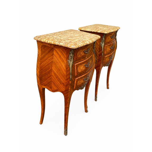 Louis XV Style Bedside Tables, 1890s, Set of 2 For Sale - Image 3 of 11