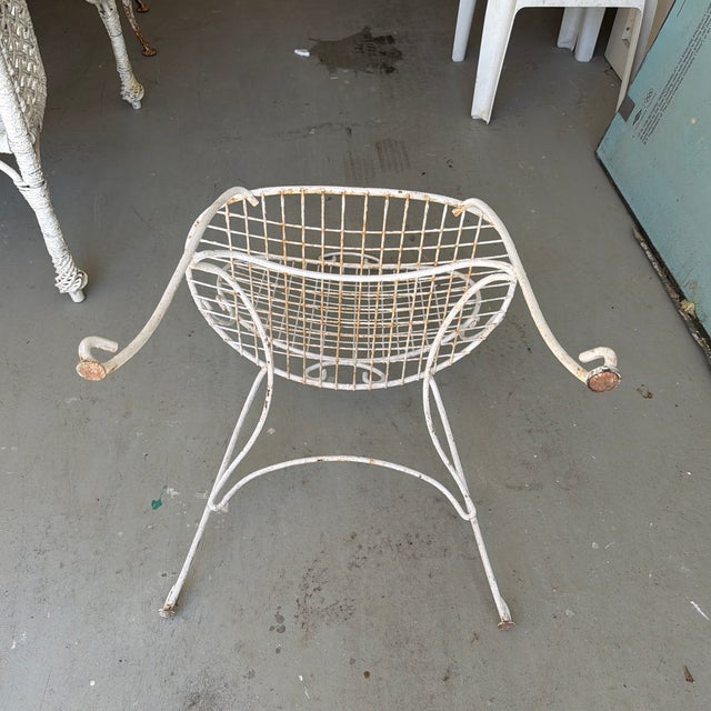 Metal Mid 20th Century Painted White Ornate Metal Garden Chairs Set of 2 For Sale - Image 7 of 12