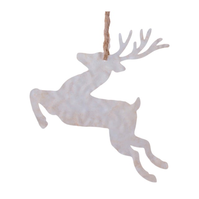 Kenneth Ludwig Chicago Snowflake and Deer Ornament Set of 12  5.25"H & 6"H Metal/Jute For Sale - Image 4 of 4