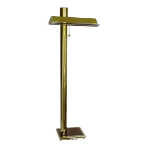1980s Postmodern Tubular Brass Lucite Trim Floor Lamp