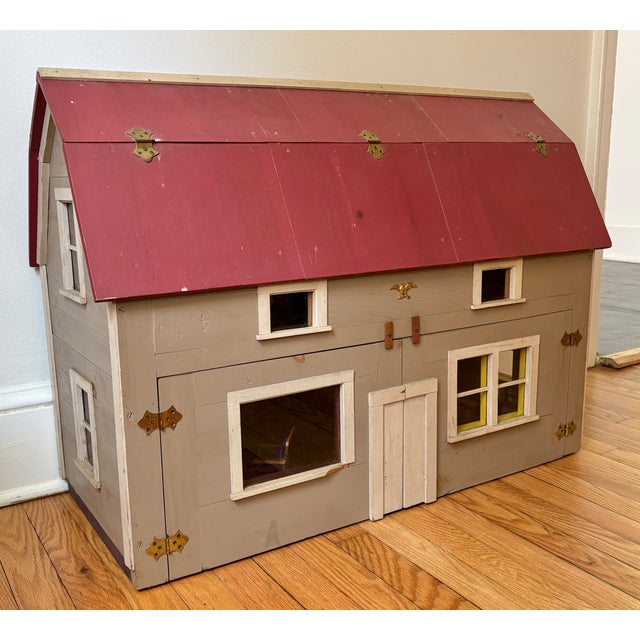 Early 20th Century Bench Made Folk Art Colonial Dollhouse, Furnished For Sale - Image 17 of 17