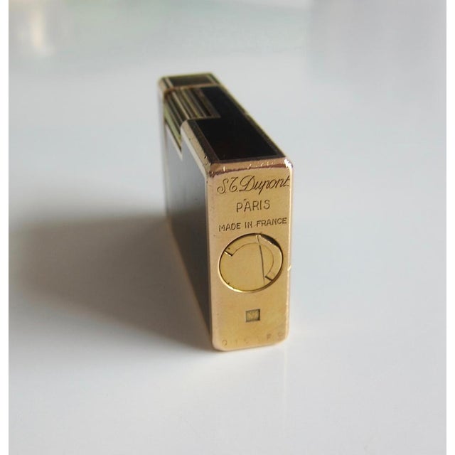 Black Black Lacquer and Gold Lighter by S. T. Dupont, France, 1970s For Sale - Image 8 of 9