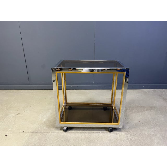 Italian Brass and Chrome Drinks Trolley, 1970s For Sale - Image 4 of 10