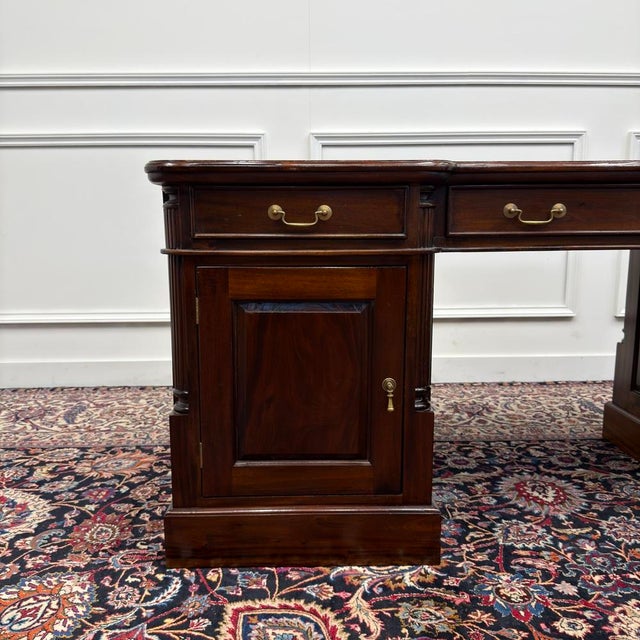 English Desk with Black Leather For Sale - Image 9 of 18