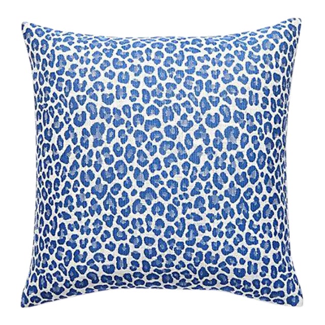 The House of Scalamandré Backyard Bengal Outdoor Pillow, Cobalt For Sale