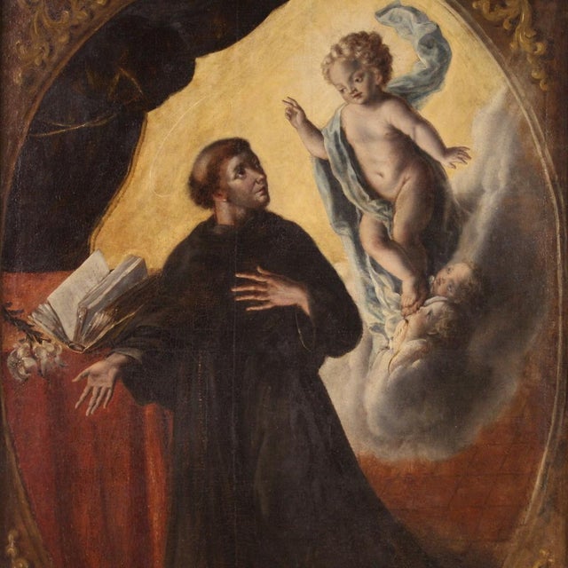 Unknown, Saint Anthony of Padua, 1750, Oil on Canvas For Sale - Image 4 of 14