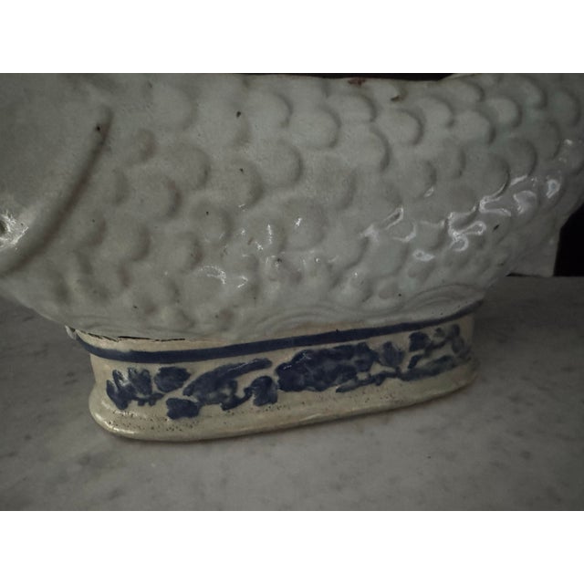 Vintage Chinese Export Stoneware Koi Planter For Sale - Image 11 of 12