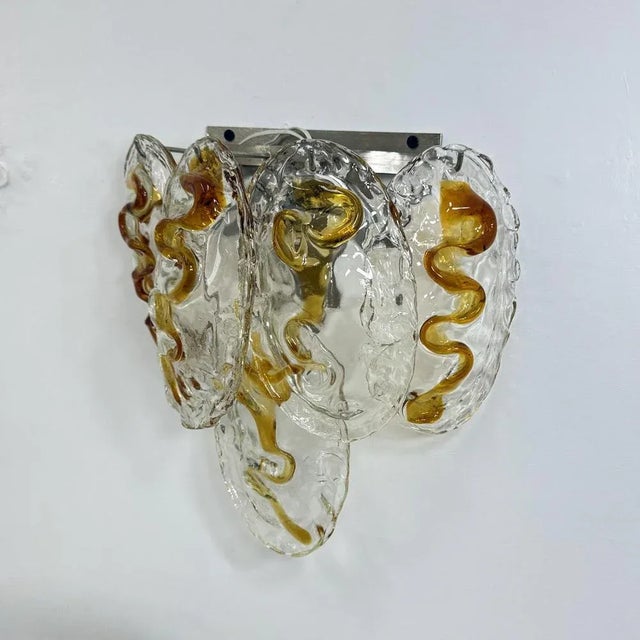 Metal Vintage Italian Murano Glass Wall Lamp, 1970s For Sale - Image 7 of 18