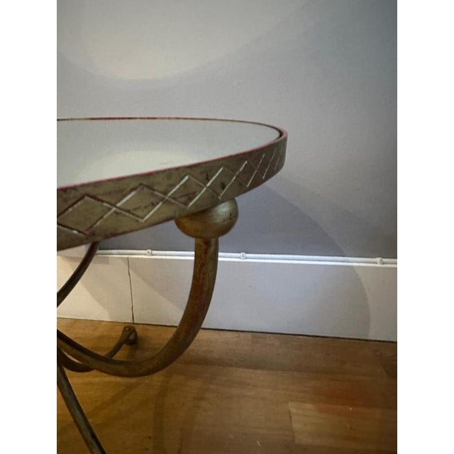 Metal French Circular Gilt Wrought Iron Side Tables, 1960, Set of 2 For Sale - Image 7 of 11