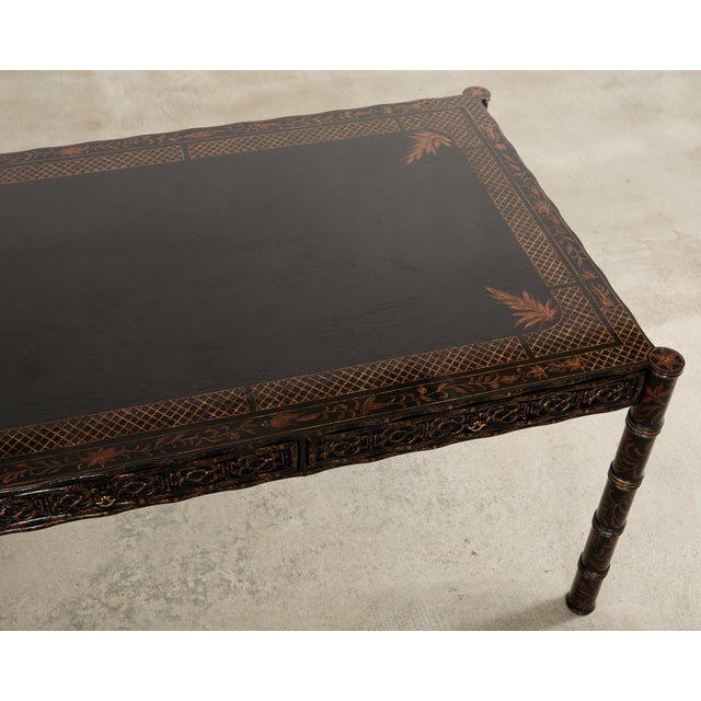 Dennis & Leen Regency Style Lacquer Chinoiserie Decorated Desk For Sale - Image 16 of 17