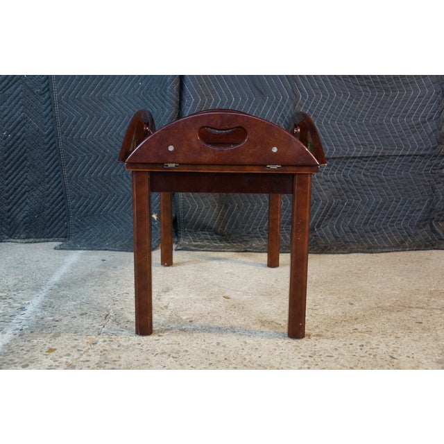 1991 Vintage Bombay Co Campaign Style Cherry Finished Butler's Coffee Tray Table For Sale - Image 11 of 16