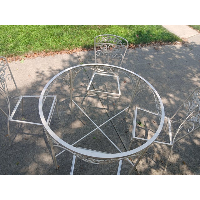 Vintage Wrought Iron 5 Piece Patio Set For Sale - Image 12 of 13