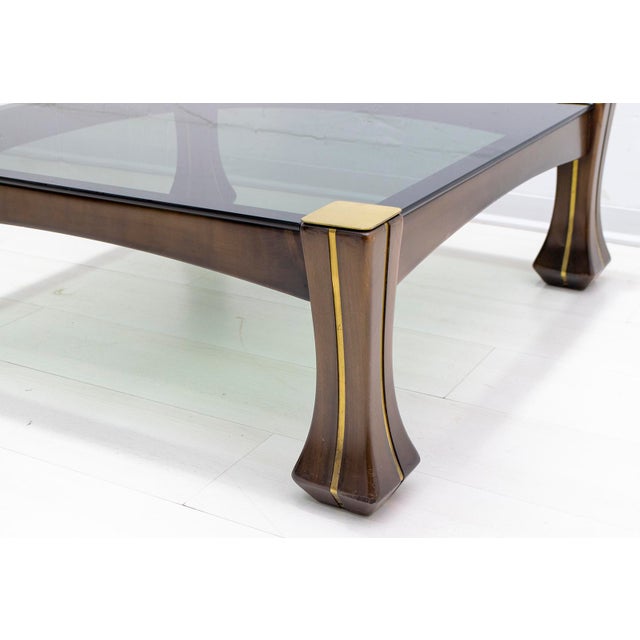 Mid-Century Modern Mid-Century Modern Italian Walnut and Brass Coffee Table, 1970s For Sale - Image 3 of 10