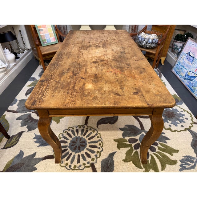 Brown Vintage Reclaimed Pine Danish Country Farm Dining Table For Sale - Image 8 of 9
