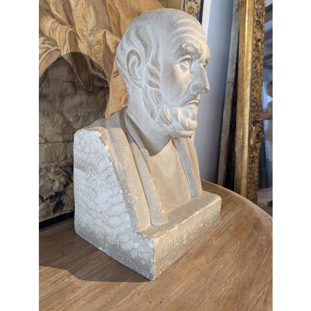 French School Artist, Bust of Hippocrates, 19th Century, Stone For Sale - Image 9 of 13