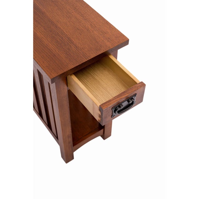 Crafters and Weavers Mission Arts & Crafts 1 Drawer Side Table - Michael's Cherry For Sale - Image 4 of 7