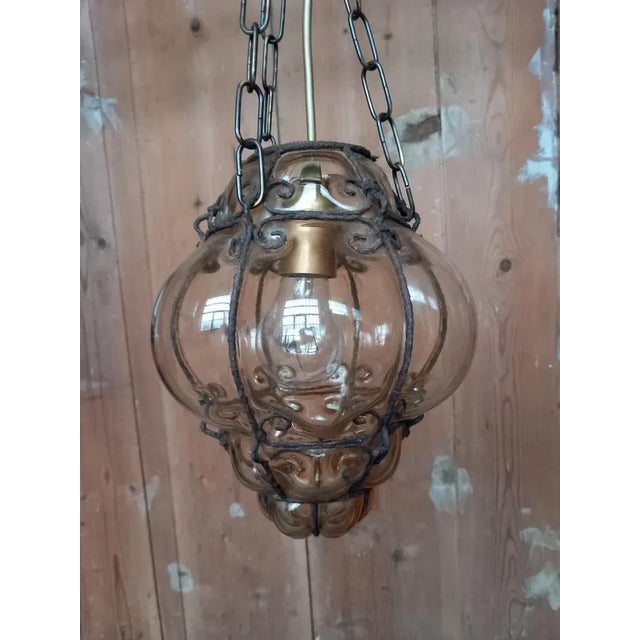 Lantern Lamp in Blown Glass, Venice, Italy For Sale - Image 6 of 8