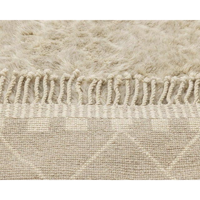 Ivory Elegant Hand-Knotted Wool Runner | 12'6" X 3'5" | One of a Kind For Sale - Image 8 of 8