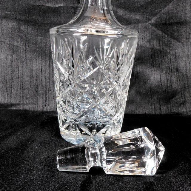 1980s 1980s Cut Crystal Round Decanter With Matching Stopper For Sale - Image 5 of 5