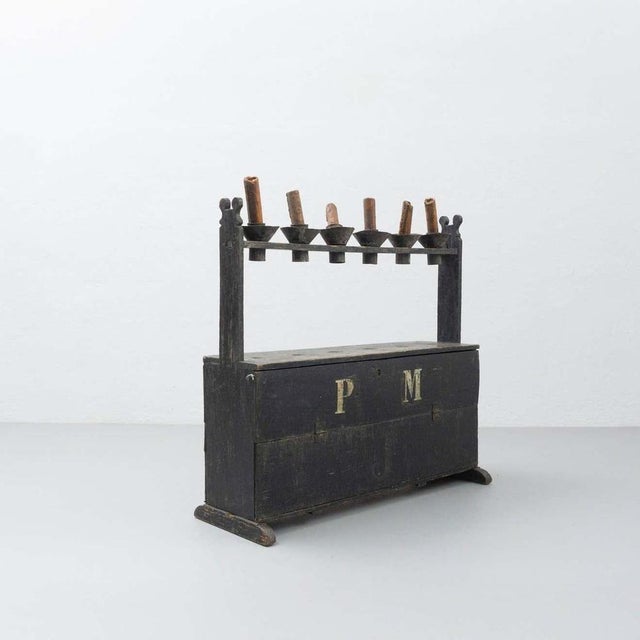 Large Spanish Hachero Candleholder in Stained Wood, 1940s For Sale - Image 4 of 14